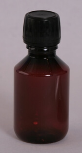 Flaske 100 ml brun/28 mm/PET